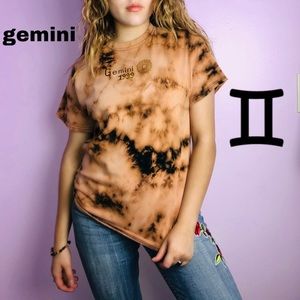 faded orange  & black tie dye gemini 1999 custom T